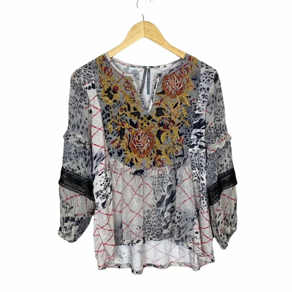 Anthropologie Mathilda Boho Peasant Top Size Small - Picture 3 of 10
